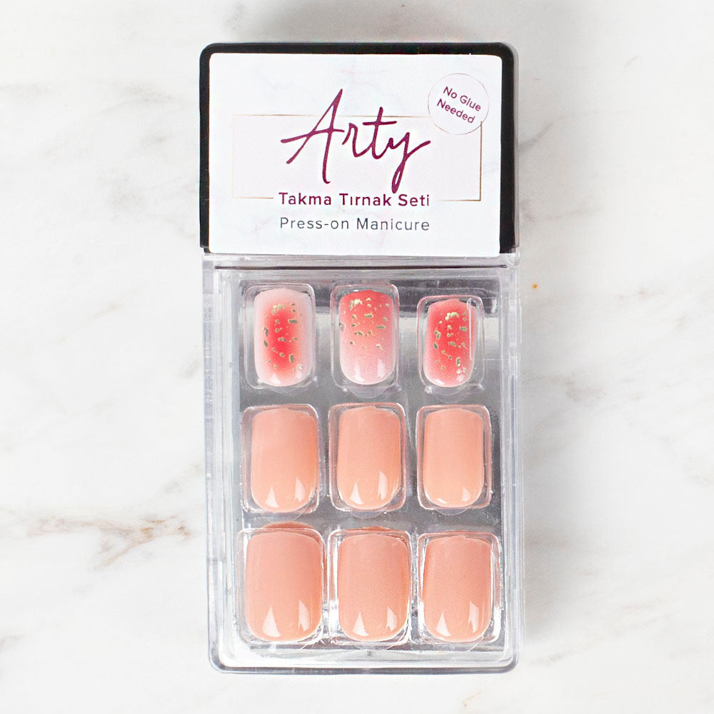 Arty Takma Tırnak Seti \ Koyu Pudra - Altın Yaldız